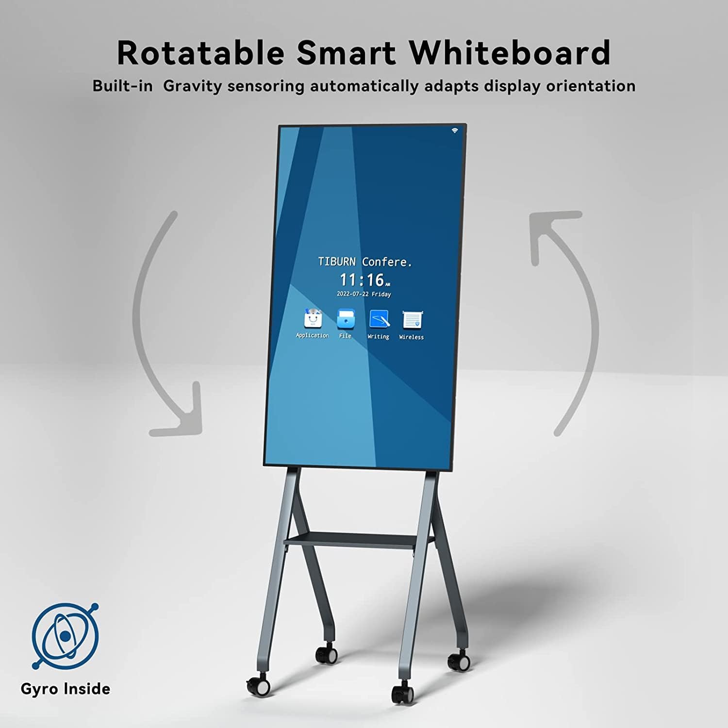 TIBURN Flip Board 55" S2 Smart Board, 4K UHD Smart Whiteboard with TIBURN HQ Eyes S2 Auto Framing Camera, Rotating Adaptive Smart Board, Digital Board for Home and Business with Stand