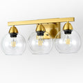 Bathroom Light Fixtures, 3-Light Brushed Gold Vanity Light with Hand-Blown Thick Glass Shades, High-End Clarity & Durability, Wall Sconce for Mirror, Bedroom, Hallway