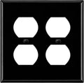 ENERLITES Duplex Receptacle Metal Wall Plate, Corrosion Resistant, Standard Size 2-Gang 4.50" x 4.57", Powder Coated Stamped Steel, 7722-BG, Black Gloss