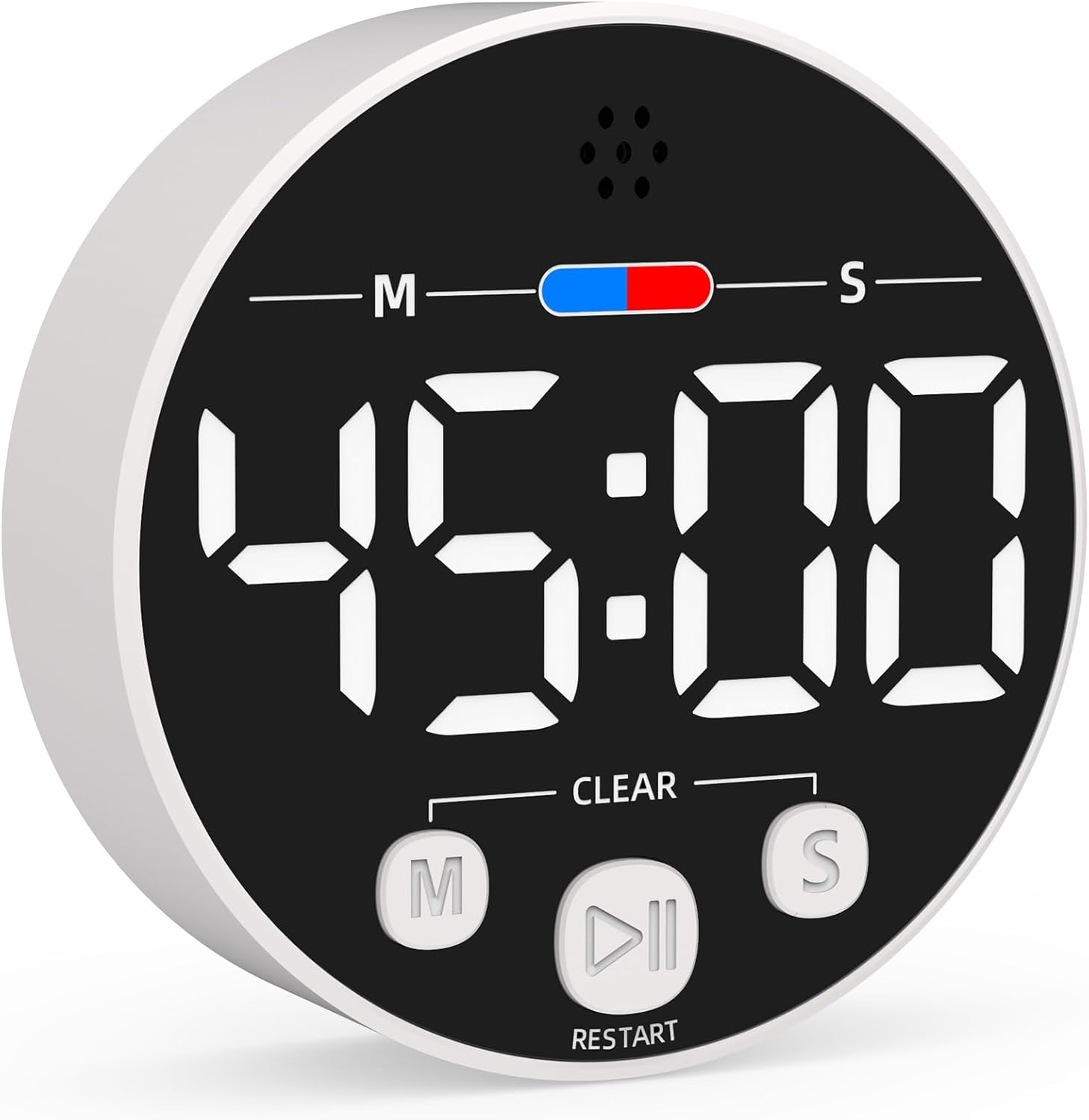 Large LED Digital Timer, Magnetic Countdown Loud Timer for Kitchen Cooking, Classroom Whiteboard, Kids, Toddler, Game, Productivity, Focus, Work, Task, Office, Meeting – Small, Simple, Visual, White
