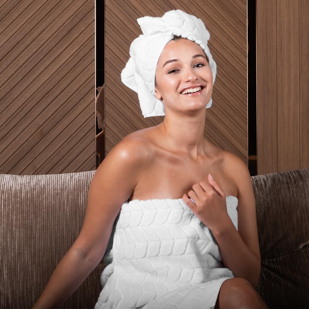 BAGNO MILANO Turkish Bath Towels, Soft Plush Jacquard Luxury Bath Towels, Quick Dry Towel Set (Black, 3 pcs Towel Set)