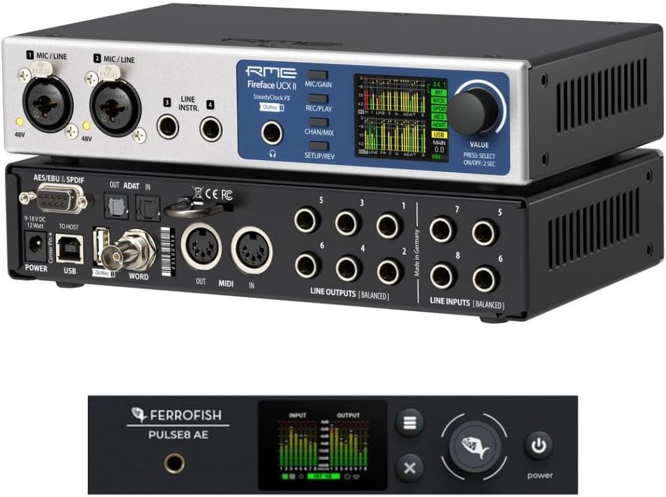 RME Fireface UCX II Desktop 20x20 USB Audio/MIDI Interface Bundle with Ferrofish Pulse8 AE 8x8 AD/DA Converter with ADAT
