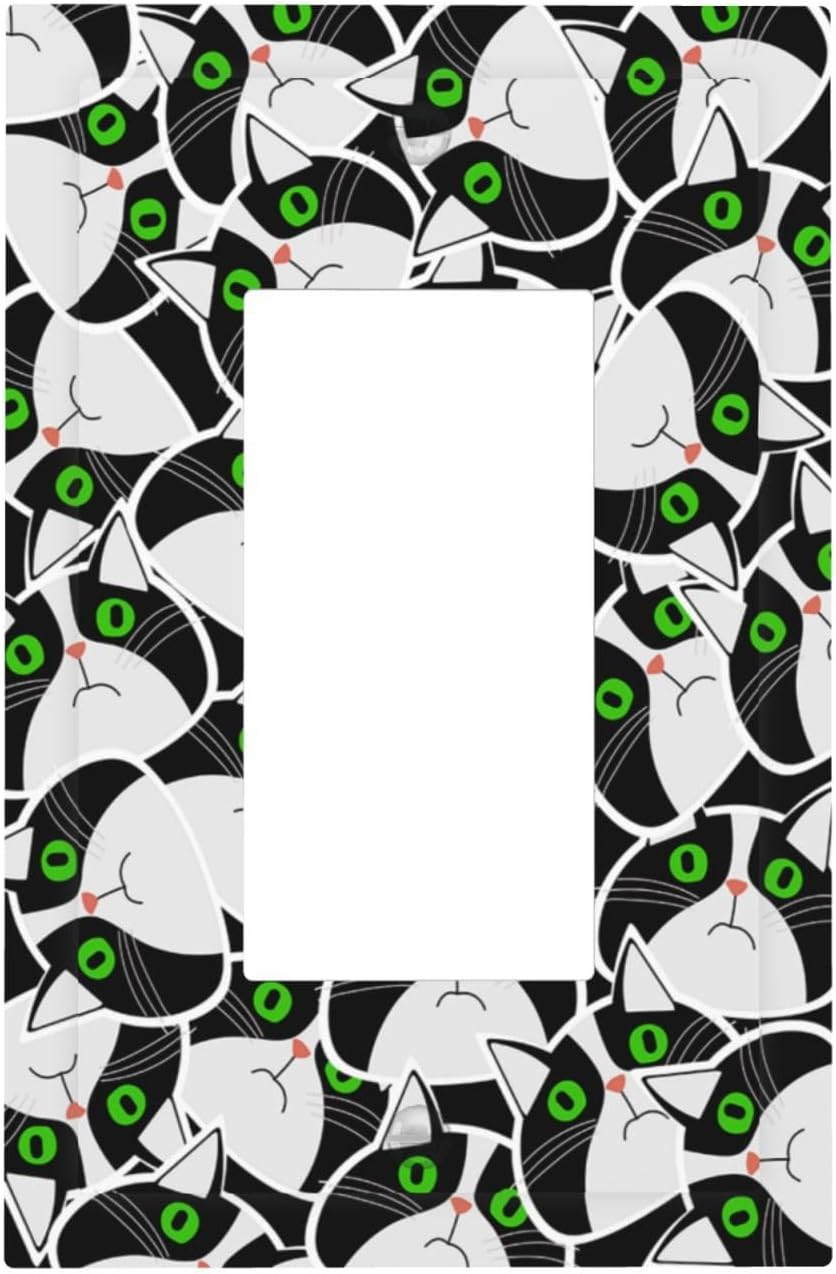 Outlet Covers Funny Cat Wacky Kitty 1 Gang Wall Plates Single Rocker Light Switch Covers Decorative Switch Plates Electrical GFCI Panel Covers for Home Office Decor 5 X 3 IN