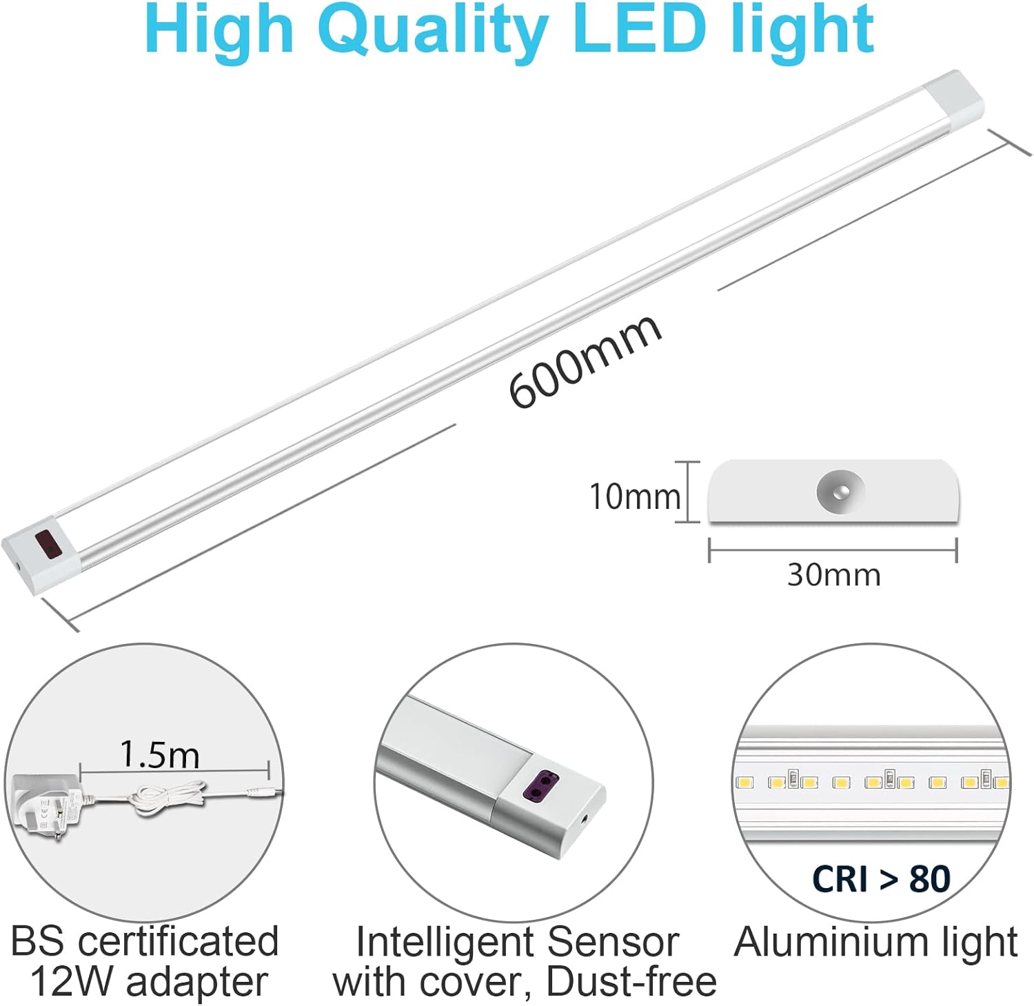 WOBANE Under Counter LED Lighting, Hand Wave Activated Lighting,Under Desk Light Bar,24 inch Dimmable Panel for Kitchen,Shelf,Cupboard,Closet,Workbench,Cabinet,6000K White
