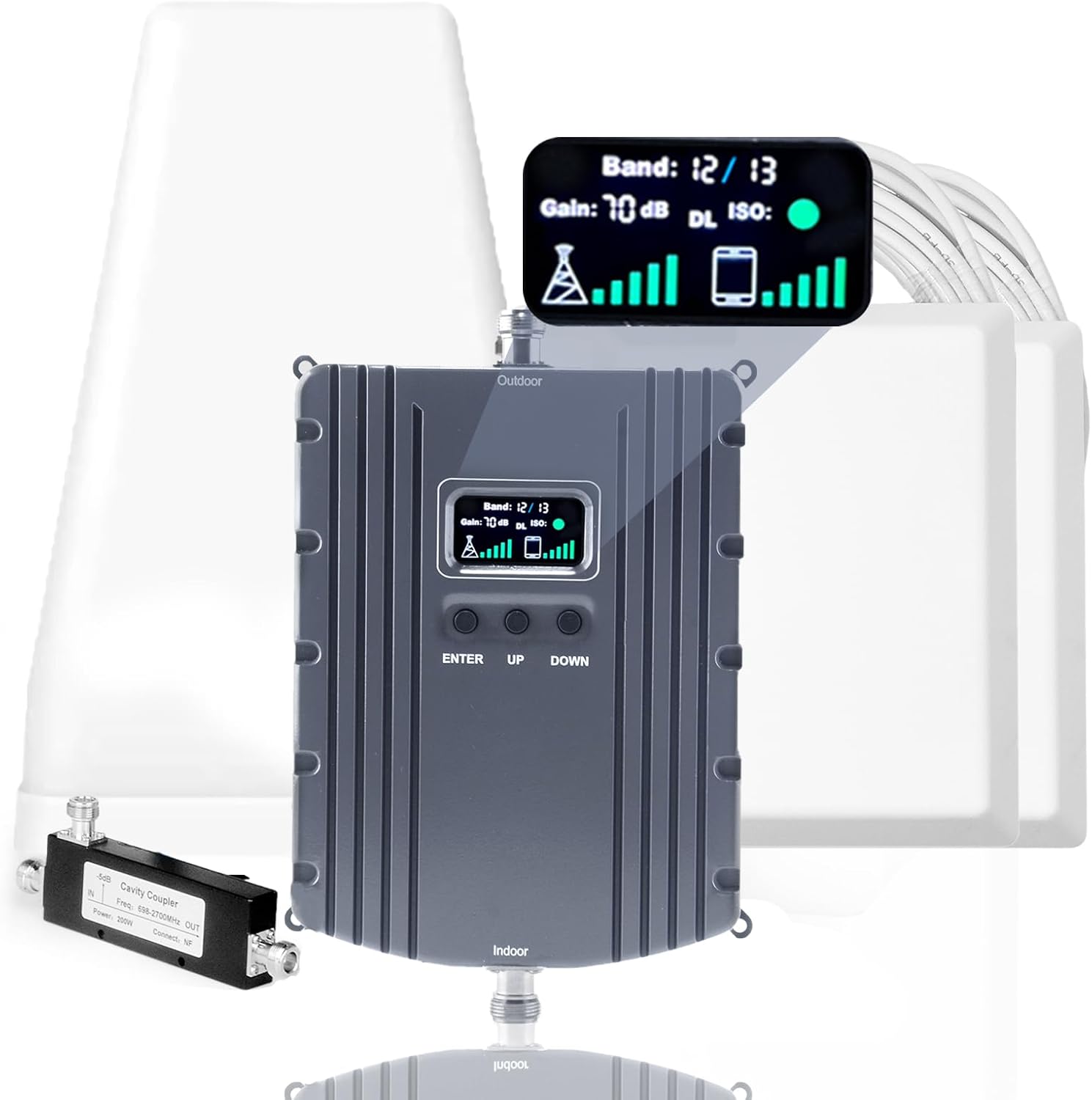 Cell Phone Signal Booster for Home & Office,Up to 8000Sq Ft,Cell Phone Signal Booster for Band 2/25 / 4/66 / 5/12 / 17/13 with All U.S. Carriers,Boosts 5G 4G LTE, FCC Approved Cell Booster