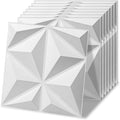 Art3d 20 Pack Decorative 3D Wall Panels, 19 Sq.Feet PVC Interior Wall Décor, 11.8"x11.8", White