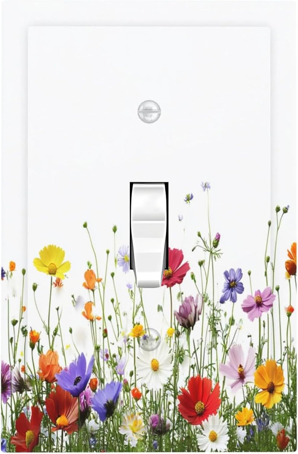Decorative Light Switch Cover Colorful Wildflowers Plant Floral Daisy 1 Gang Single Toggle Device Electrical Faceplate Switchplates Decorator Outlet Wall Plate For Bed Room Living Room