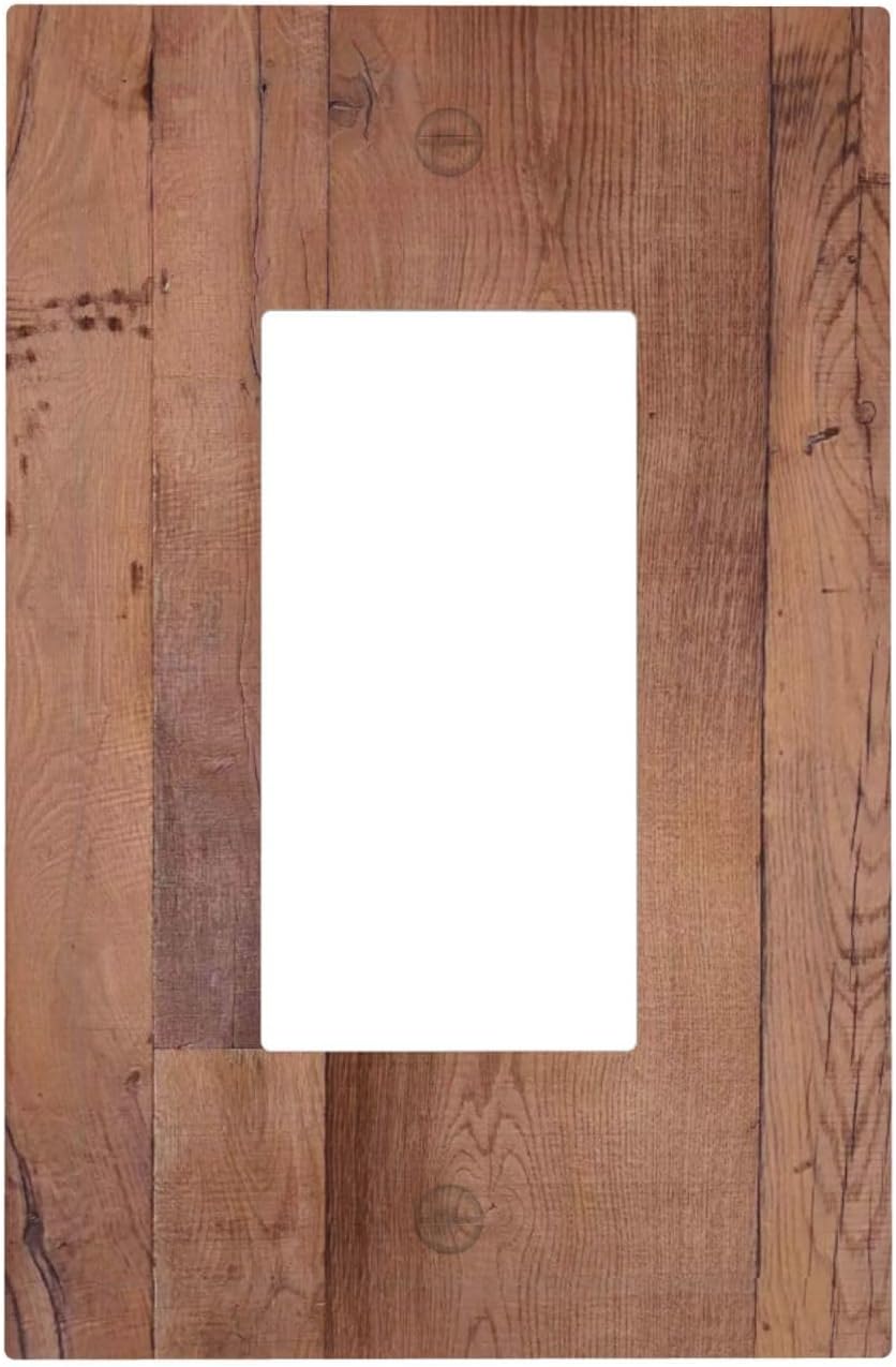 Rustic Brown Dark Wood Texture Printing Decorative Outlet Covers 1 Gang Single Rocker Light Switch Cover Plate Wall Plates Gfci Faceplate For Farmhouse Cabin Decor