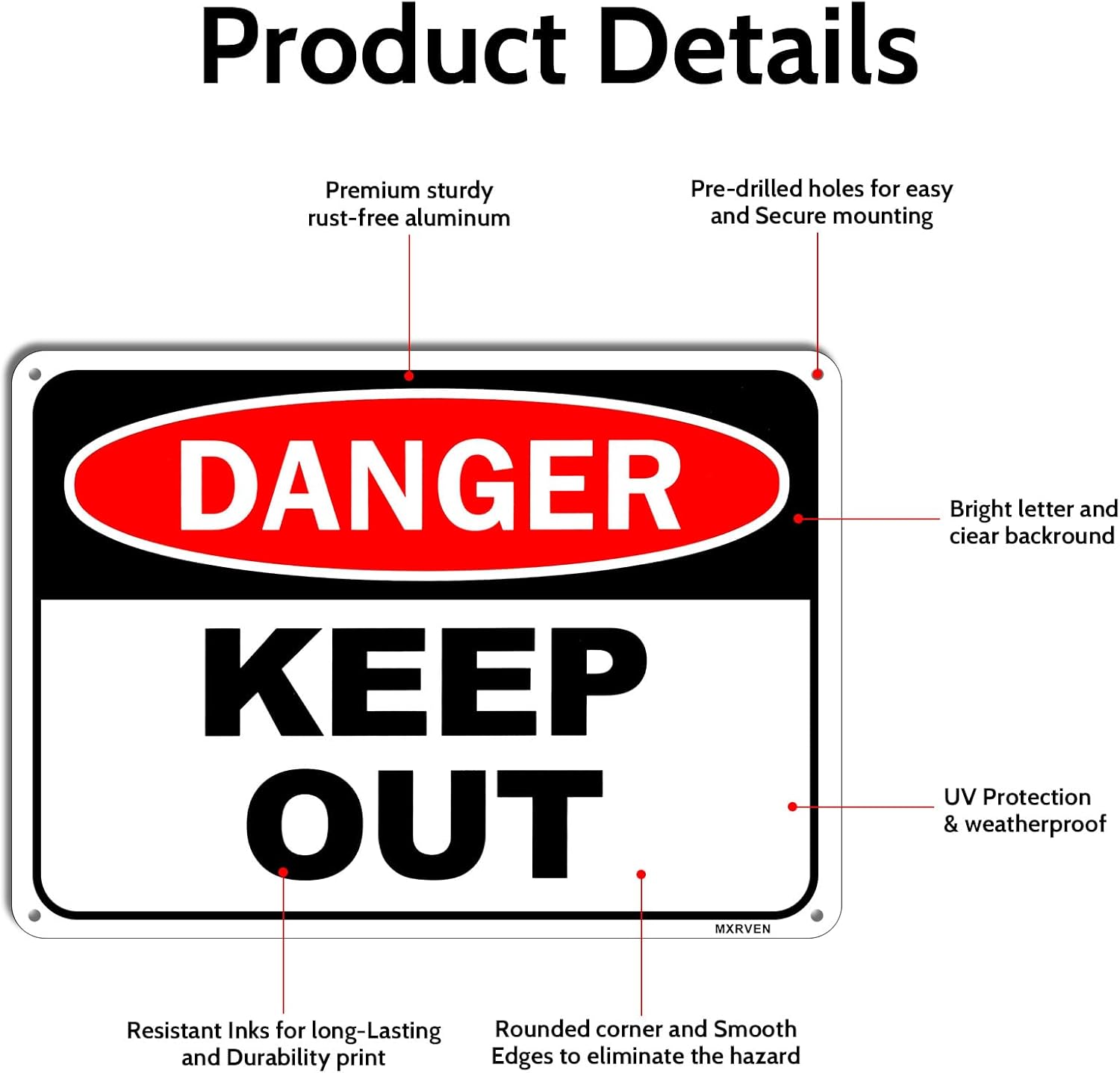2 Pack Danger Keep Out Sign, 10"x 7" Rust Free Reflective Aluminum Metal Sign, Fade Resistant, Waterproof, Easy to Mount