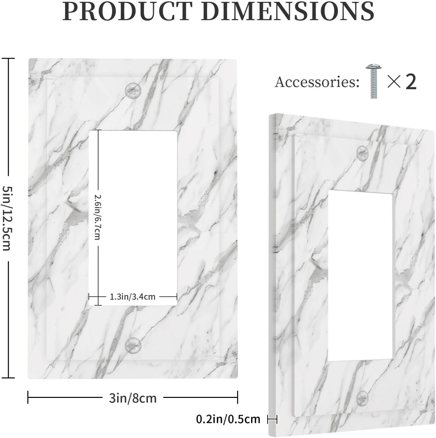 Decorative Outlet Covers Modern Grey Marble Texture 1 Gang Rocker Light Switch Cover Plate Single Wall Plates for Electrical Outlets Switch Plate Covers Faceplate for Kitchen Home Decor