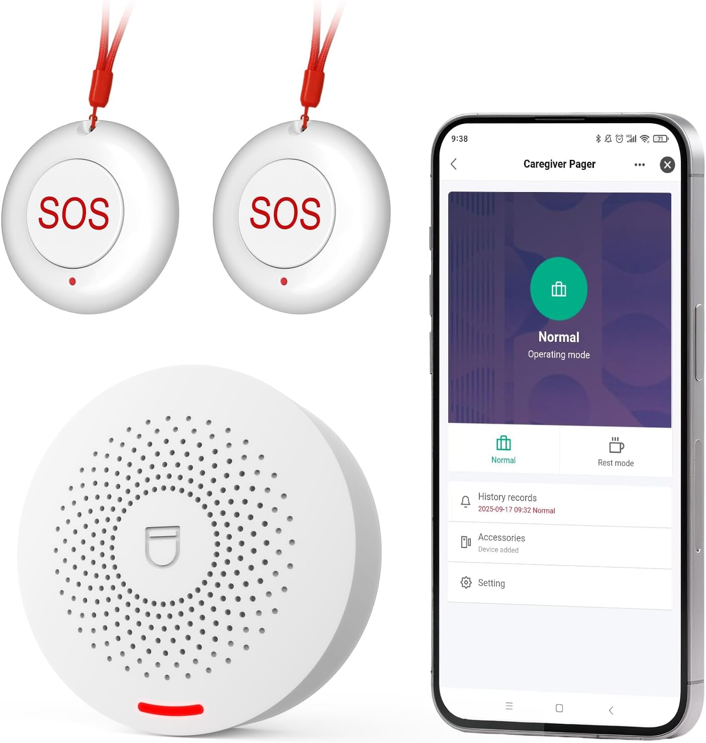 Caregiver Call Button Wireless Call Button for Elderly at Home,WiFi Panic Button,Life Alert Systems for Seniors No Monthly Fee (whiter2)