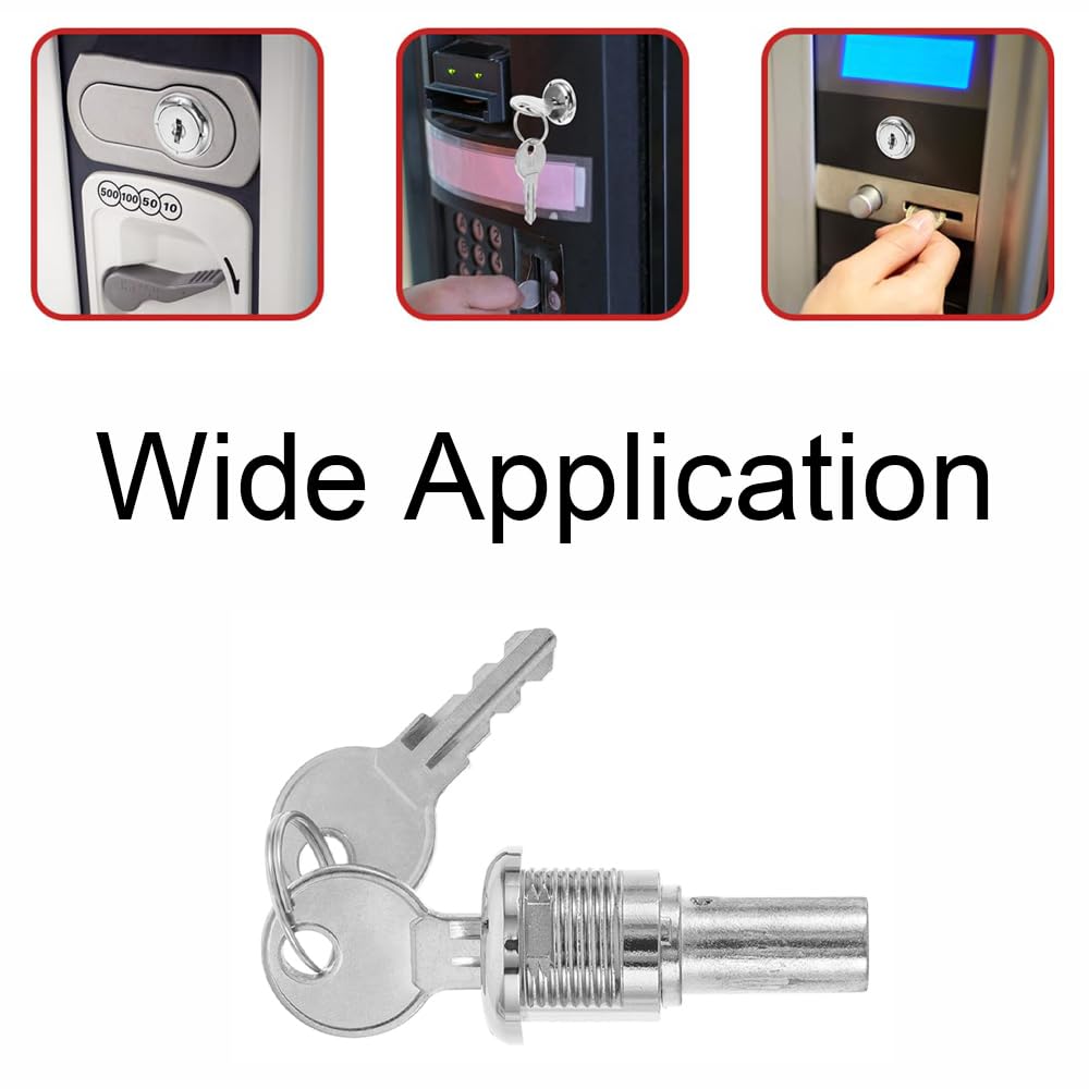 1 Set Vending Machine Cylinder Lock (1 Lock + 2 Keys), Silver Metal Tubular Lock for Gumball/Candy/Capsule Toy Machines & Storage Units