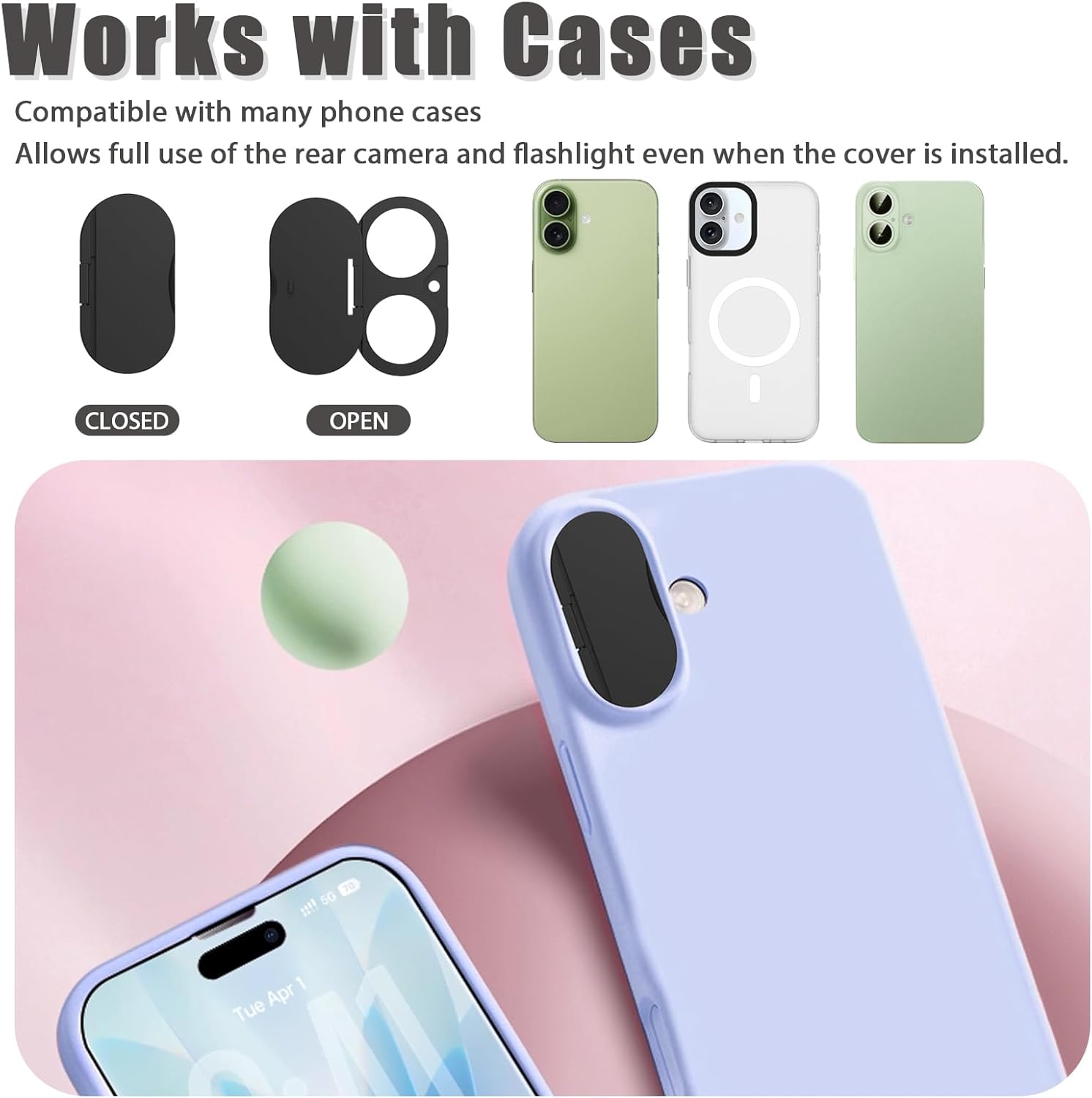 Front Camera Cover Compatible for iPhone 17 with Rear Lens Cover,Protect Privacy and Security But Not Affect Facial Recognition (2Pack) -2025 Updated Version