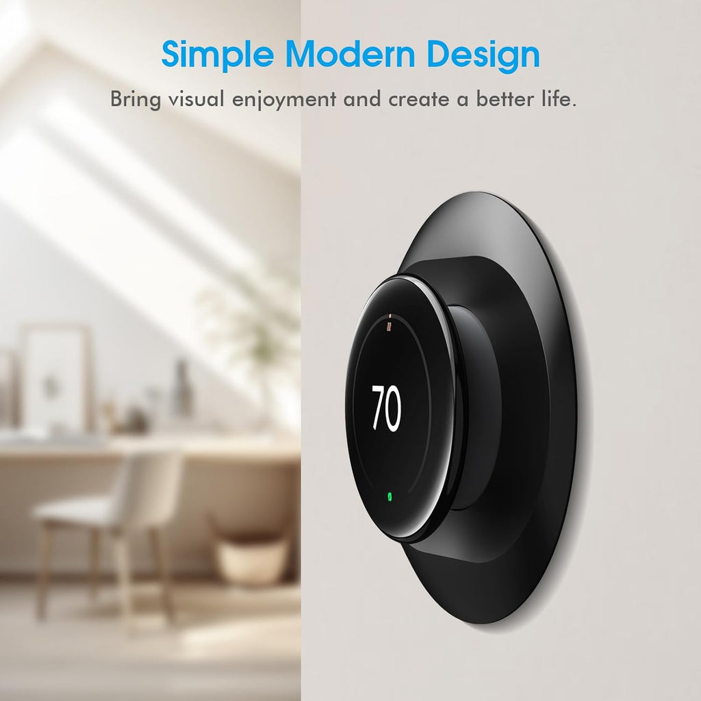 CaseBot Wall Plate Cover Compatible with Google Nest Learning Thermostat (4th Gen), Practical Nest Thermostat Trim Kit, with Temperature Sensor Holder, Easy Installation (Matte Black)