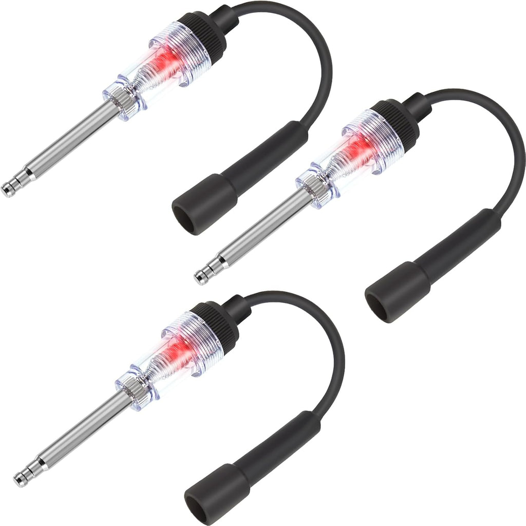 Inline Spark Plug Tester Engine Straight Boot Ignition Tester Light Lawnmower Checker Armature Diagnostic Detector for Automotive Car Internal External Engine(3 Pieces)