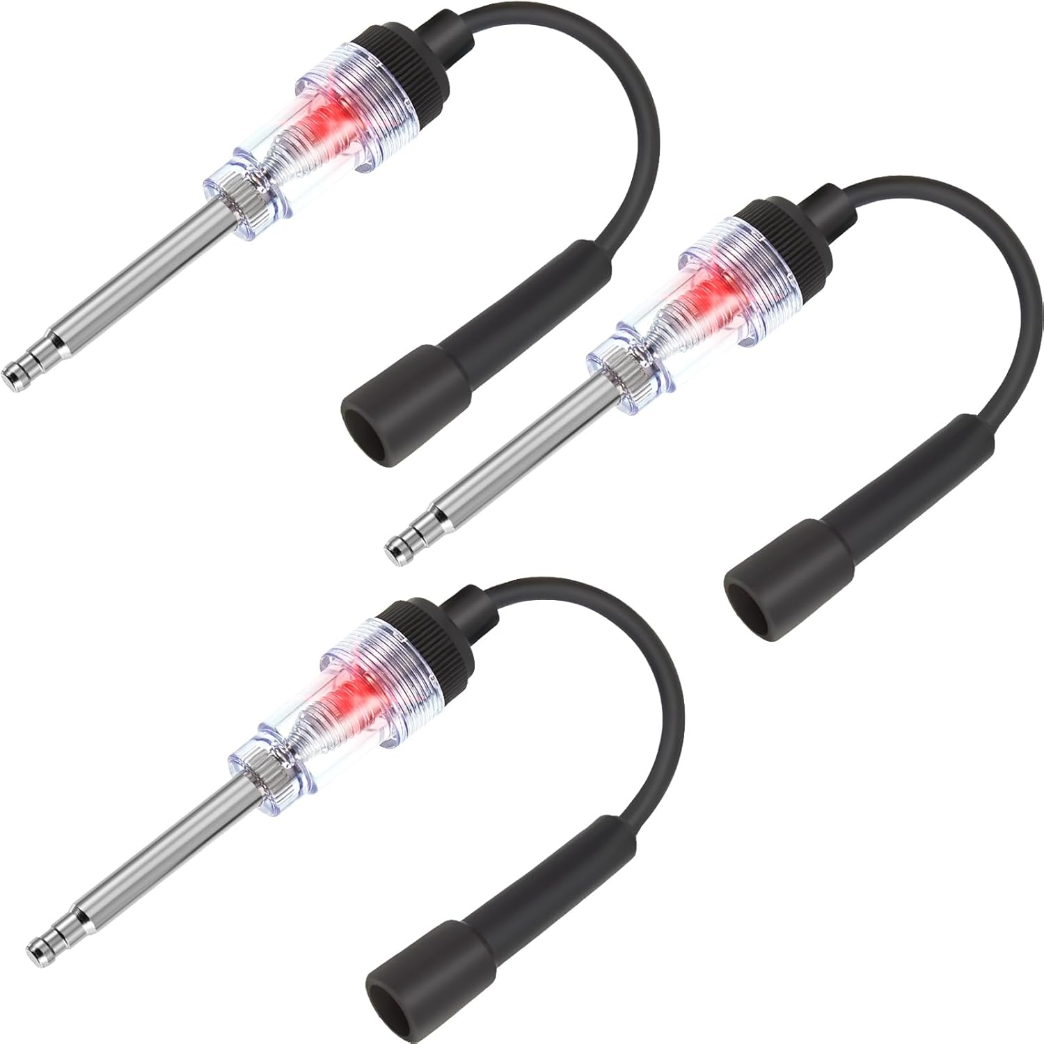 Inline Spark Plug Tester Engine Straight Boot Ignition Tester Light Lawnmower Checker Armature Diagnostic Detector for Automotive Car Internal External Engine(3 Pieces)