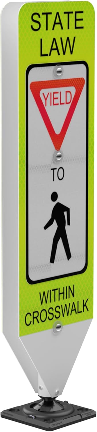 Impact Recovery - In-Street Pedestrian Crossing Signs - Street Sign - Road Safety Yield Sign with Surface Mount Base