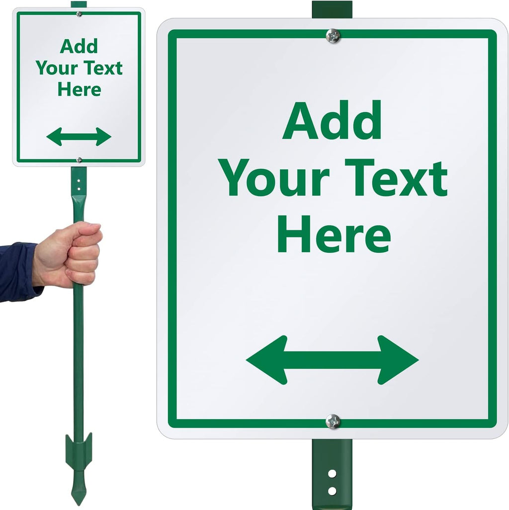 SmartSign 12 x 10 inch Custom Yard Sign with 3 foot Stake - Add Your Text & Choose Arrow, 40 mil Laminated Rustproof Aluminum, Set of 1, Made in USA