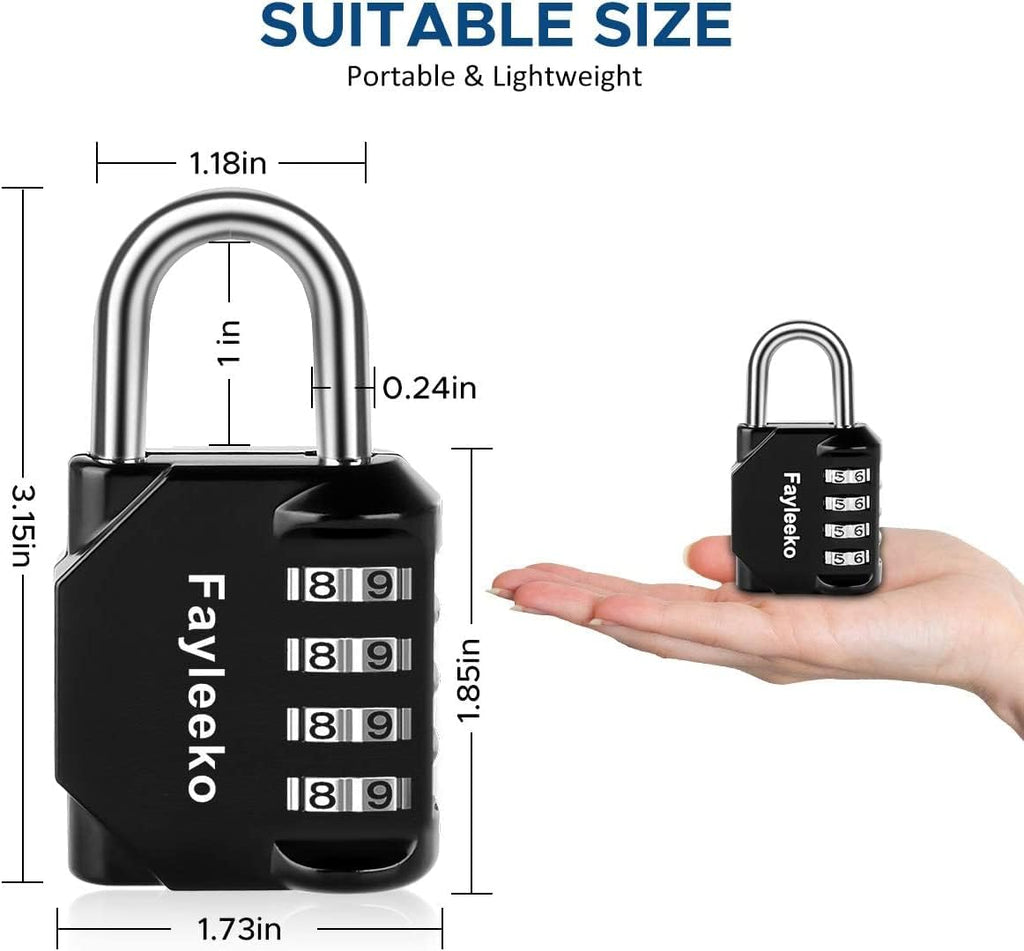Combination Lock, 4 Digit Combination Padlock for School Gym Sports Locker, Fence, Toolbox, Case, Hasp Cabinet Storage (2 Pack, Dark Blue & Black)