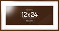 Homeforia 12x24 Picture Frame Brown, High End Dark Oak 12x24 Walnut Wood Poster Frame with Mat 8x20 Print, 12 x 24 Wooden Frame Matted to 8 x 20 Photo, 24x12 Frames, Tempered Glass, Wall Kit, Set of 1