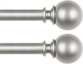 KAMANINA 2 Pack Curtain Rods 32 to 58 Inch (2.6-4.8ft), 7/8 Inch Single Heavy Duty Curtain Rods for Windows Adjustable Decorative Drapery Rod with Round Finials, Antique Silver