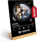 Custom Photo Prints - Metal Desktop Picture Frame with Photos & Spotify Song Plaque & Wooden Base Personalized Gifts for Family Friends and Lovers, Optional Multiple Sizes