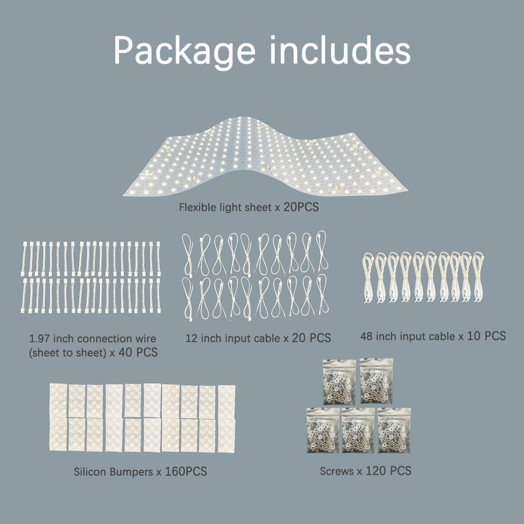 20-Pack LED Backlight Sheet 24V 36W 6000K White, 19.3X9.6 inches Each Unit, Dimmable Flexible LED Panel Sheet for Backlit Translucent Stone/Marble/Onyx/Quartz Countertops Walls