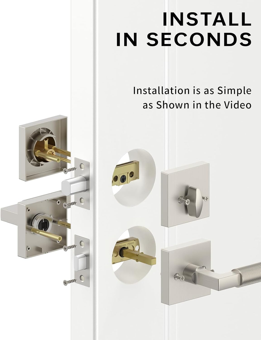 Asidrama Premium Brushed Satin Nickel Zinc-Alloy Front Door Lock Set: Double Cylinder Deadbolt, Heavy Duty Security Handleset for Left/Right Exterior Doors, Universal Entry Locks (2 Pack)