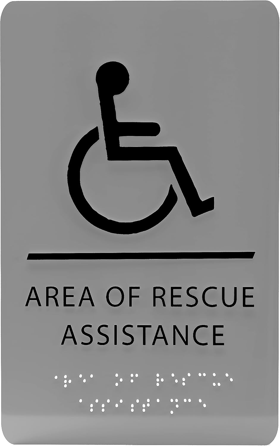 6" X9" Area of Rescue Assistance Sign - ADA Compliant Tactile Graphics Grade 2 Braille Text Signs| Sign for Shopping Malls, Offices, Hotels, Schools, Apartments, and Restaurants
