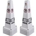 OrangeStar 8-Pack No Parking Cones, 4-Sided Message Safety Traffic Cones with Heavy Rubber Base for Indoor/Outdoor Use, White