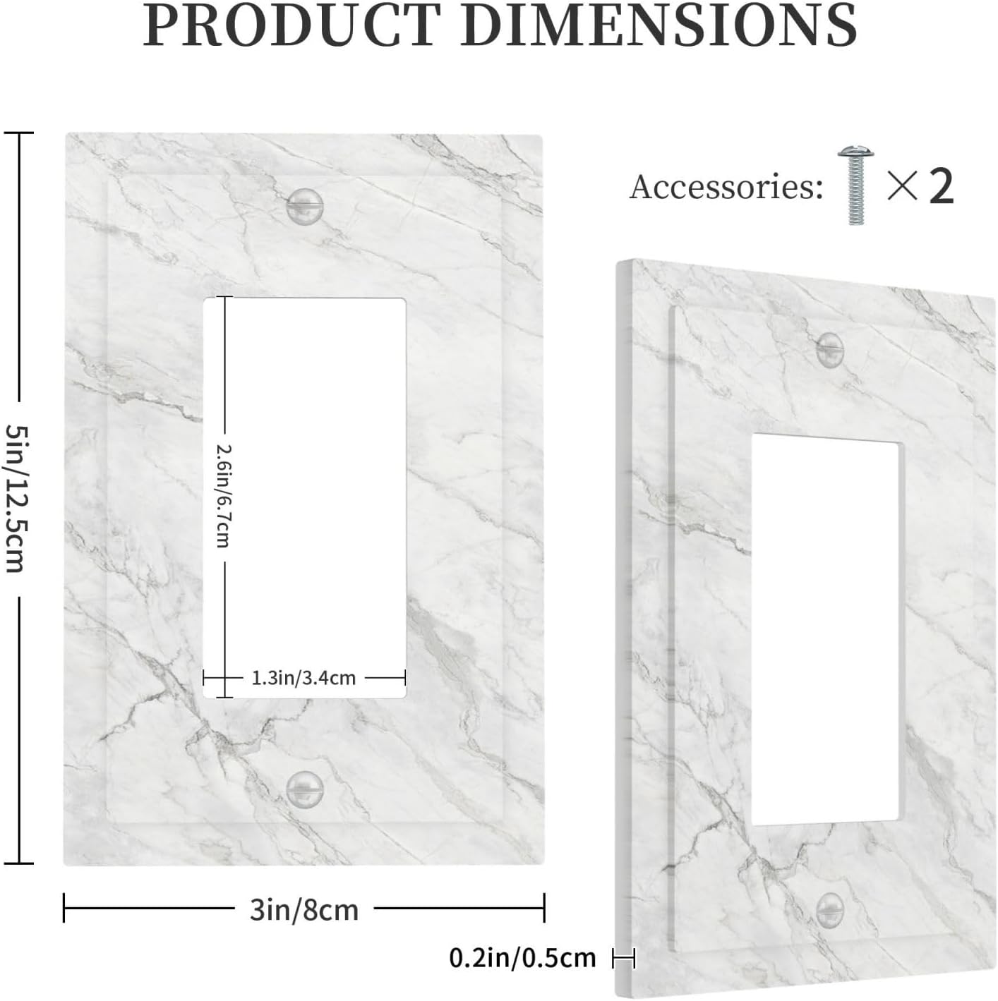 Decorative Outlet Covers Marble Granite White And Grey 1 Gang Single Rocker Light Switch Cover Plate Wall Plates GFCI Faceplate for Home Bedroom Decor