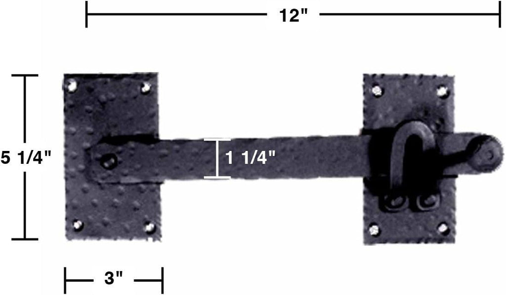 Renovators Supply Manufacturing Black Iron Gate Flip Latch 12" Large Antique Two Sided Flip Locks Rust Resistant Powder Coated Barn Door and Fence Gate Latches with Hardware Pack of 4