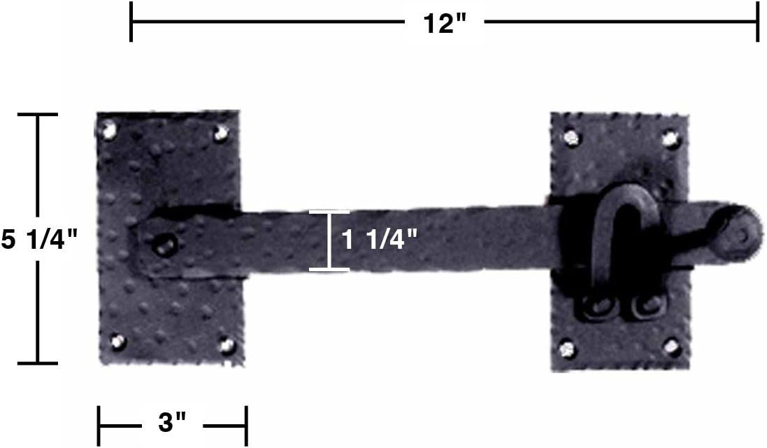 Renovators Supply Manufacturing Black Iron Gate Flip Latch 12" Large Antique Two Sided Flip Locks Rust Resistant Powder Coated Barn Door and Fence Gate Latches with Hardware Pack of 3