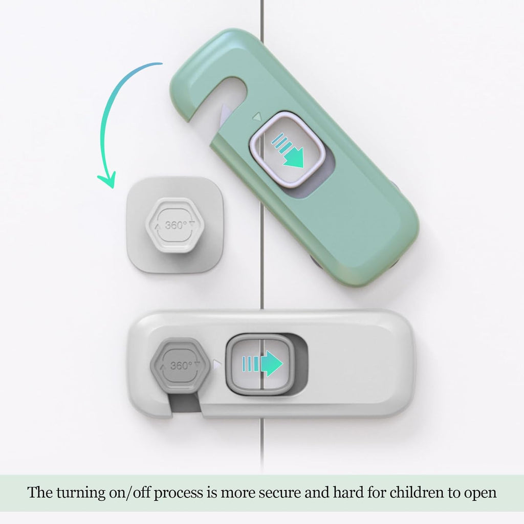 5Pcs Kids Security Refrigerator Locks.Protective Self Adhesive Latches.Pinch Proof Lock for Toddlers and Children.Ideal for Refrigerators,Cabinets,Drawers,Wardrobes and Freezers (Grey)