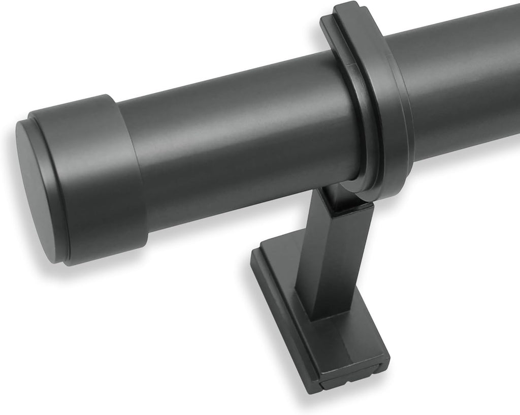 BlastHome® Non-Adjustable Luxury Curtain Rods for Windows, 1 ¼” Rod Set, 5 foot Fixed Length (Two Rods Connect for a Seamless Look), Matte Graphite