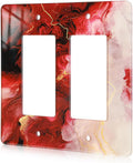 Rich Burgundy Marble Acrylic Light Switch Wall Plate Plates Decorative Electrical Outlet Cover Plates Acrylic 2 Gang Wall Outlet Covers Switch Plates