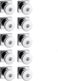 Kwikset Pismo Entry Door Knob with Lock and Key, Secure Keyed Handle Exterior, Front Entrance and Bedroom, Polished Chrome, 10 Pack, Pick Resistant SmartKey Rekey Security