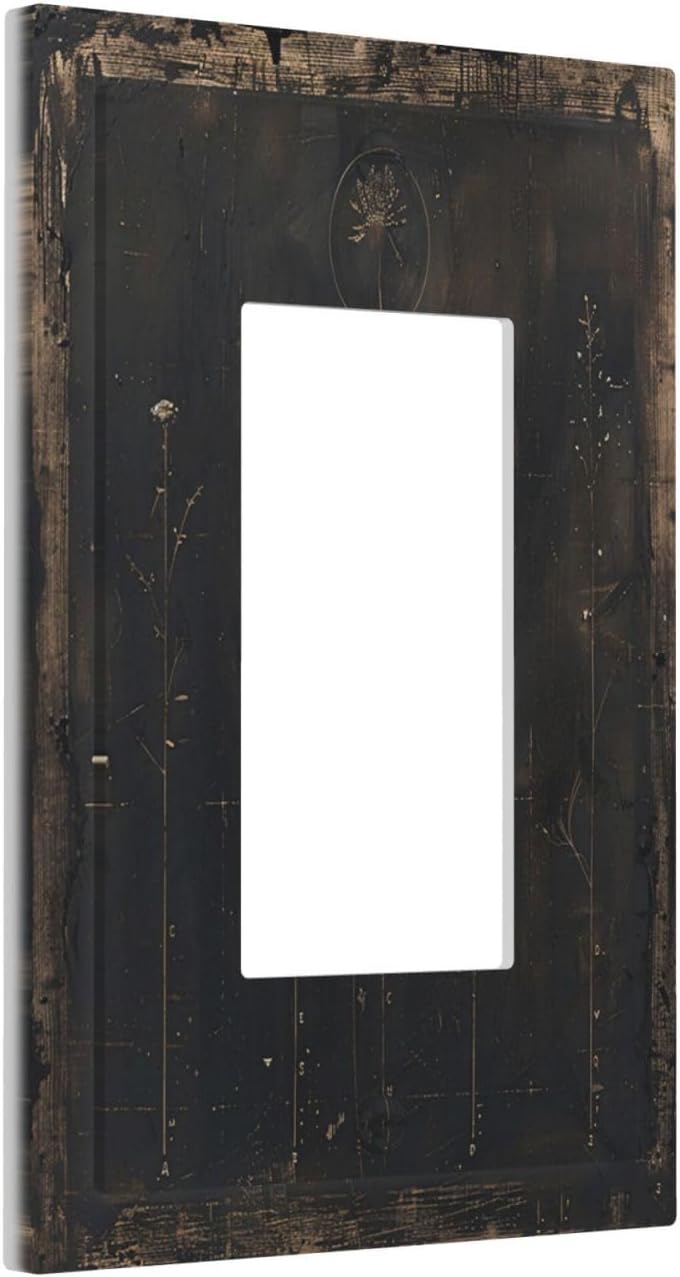 Decorative Outlet Covers Black And White Dandelion Art Vintage Wood Grain 1 Gang Single Rocker Light Switch Cover Plate GFCI Wall Plates Electrical Switch Plate Cover for Farmhouse Cabin Decor