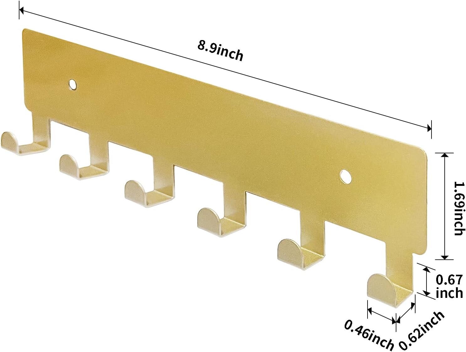 GTK Key Holder for Wall, Key Hooks with 6 Hooks, Wall Mounted Key Holder for Hallway, Self Adhesive Key Rack(Gold)