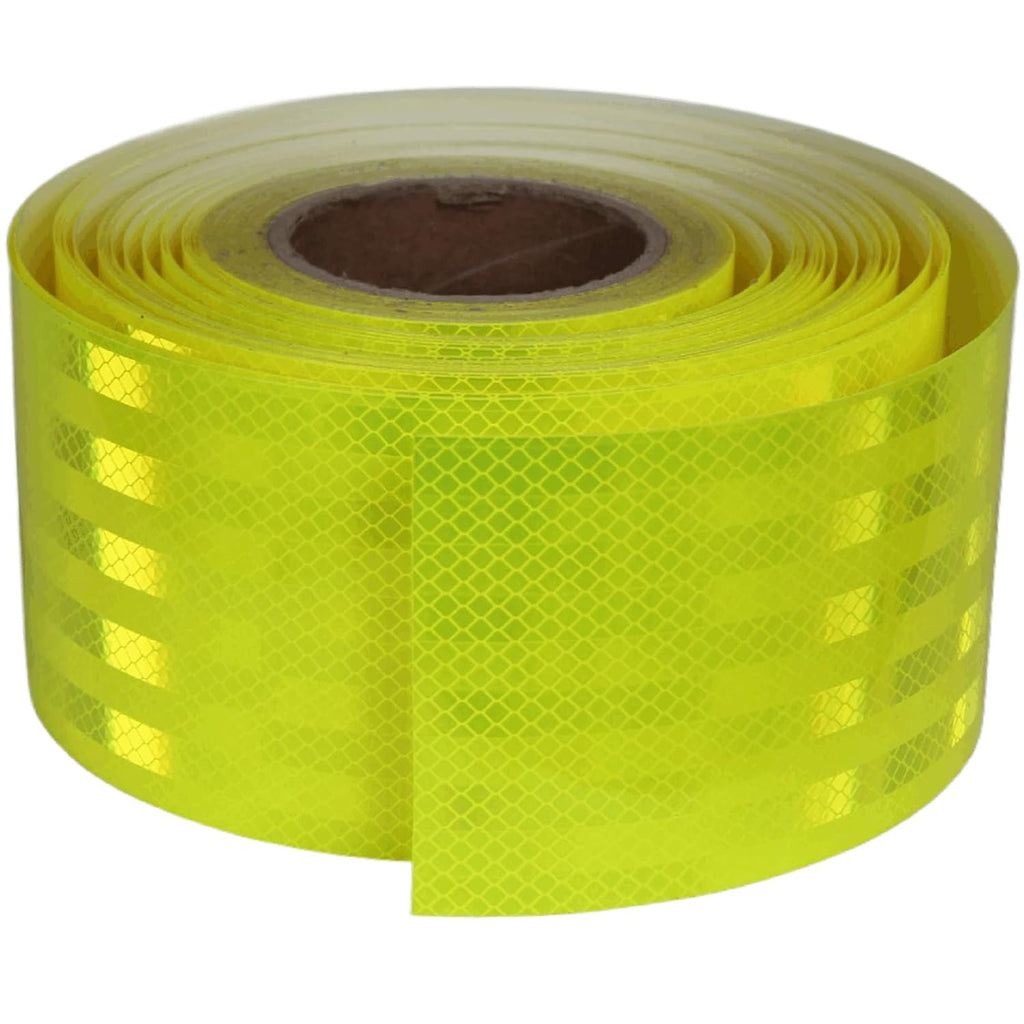 Non Fading Fluorescent Yellow Reflective Tape Outdoor Waterproof 4 inch Wide, High Visibility Warning Safety Industrial Marking Tape (168 feet)