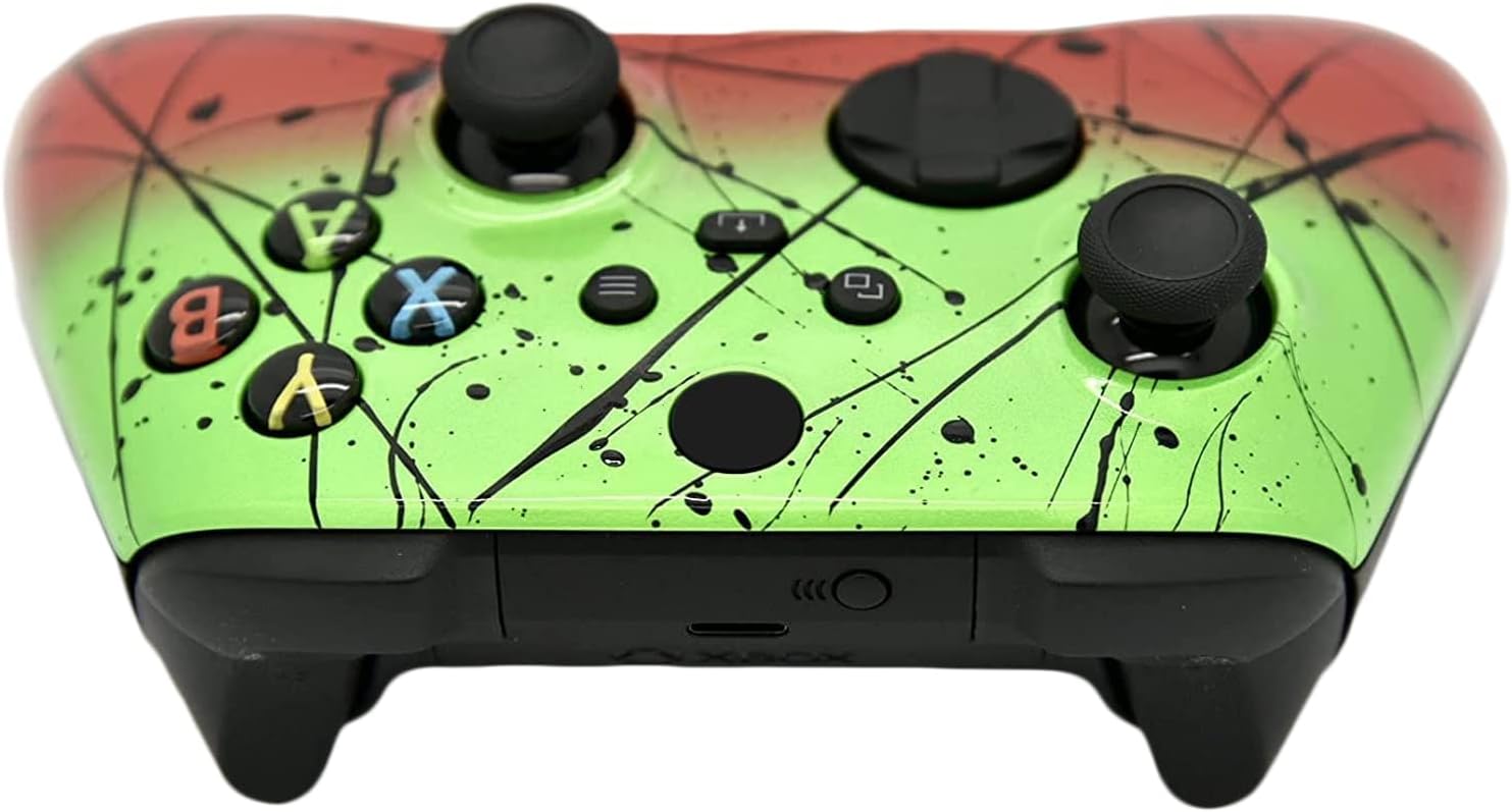 Hand Airbrushed Fade Custom Controller Compatible with Series X/S & One (Series X/S Green & Red)