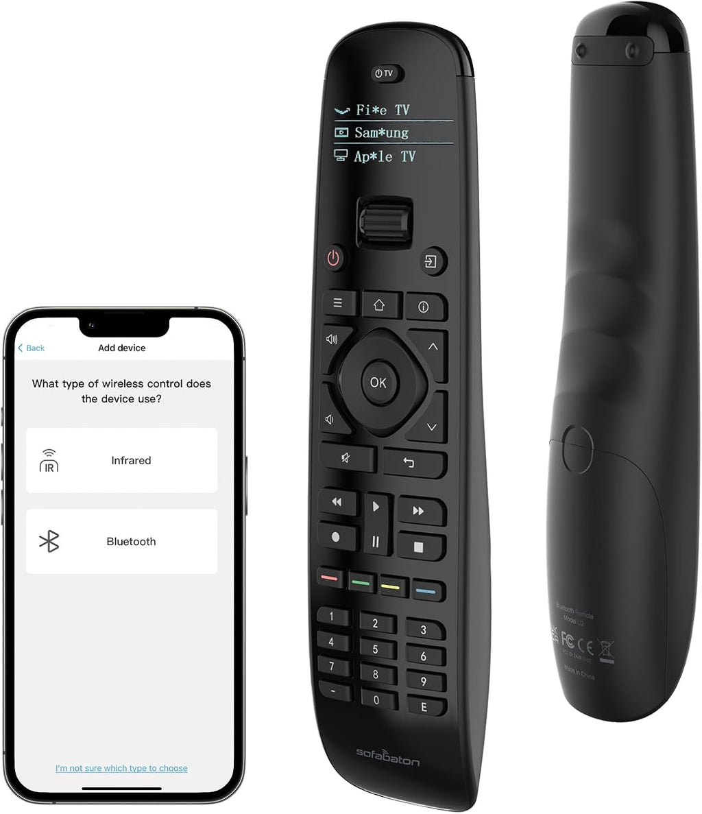SofaBaton U2 Universal Remote with Backlit Button, All in One Universal Remote Control with App Control, Custom Macros, Compatible with Smart TVs,Sound Bar and DVD/Blu-ray Players, and More