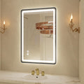 20"x 28" LED Bathroom Mirror with Black Framed, Front and Backlit, Lighted Bathroom Mirror for Wall with Stepless Dimmable, Anti-Fog, Memory, 3 Colors, Round Corner LED Vanity Mirror with Lights