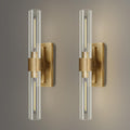 YUYI Brass Wall Sconces Set of Two, 22.8'' Gold Bathroom Sconces Wall Decor with Clear Glass Shade, Indoor Vanity Wall Lights for Bathroom Living Room Bedroom Hallway Fireplace Staircase