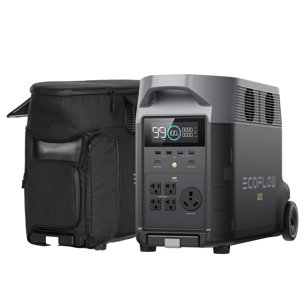 EF ECOFLOW Portable Power Station 3600Wh DELTA Pro with Bag, 2.7H to Full Charge, 5 AC Outlets, 3600W, 120V Lifepo4 Power Station with Expandable Capacity, Solar Generator for Home Use, Blackout, RV