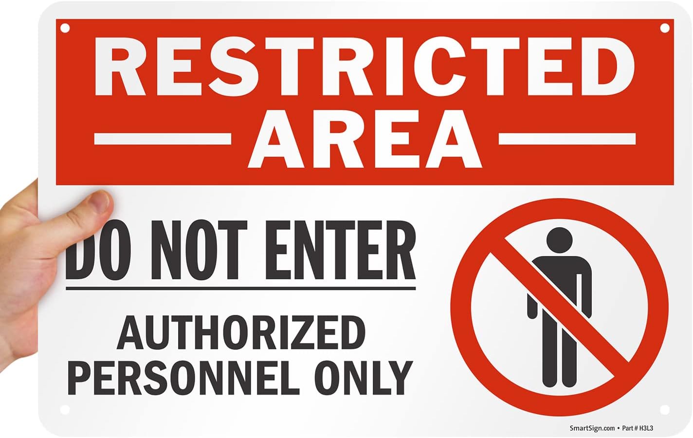 SmartSign 12 x 18 inch “Restricted Area - Do Not Enter, Authorized Personnel Only” Sign with Symbol, Digitally Printed, 55 mil HDPE Plastic, Red, White and Black, Made in USA