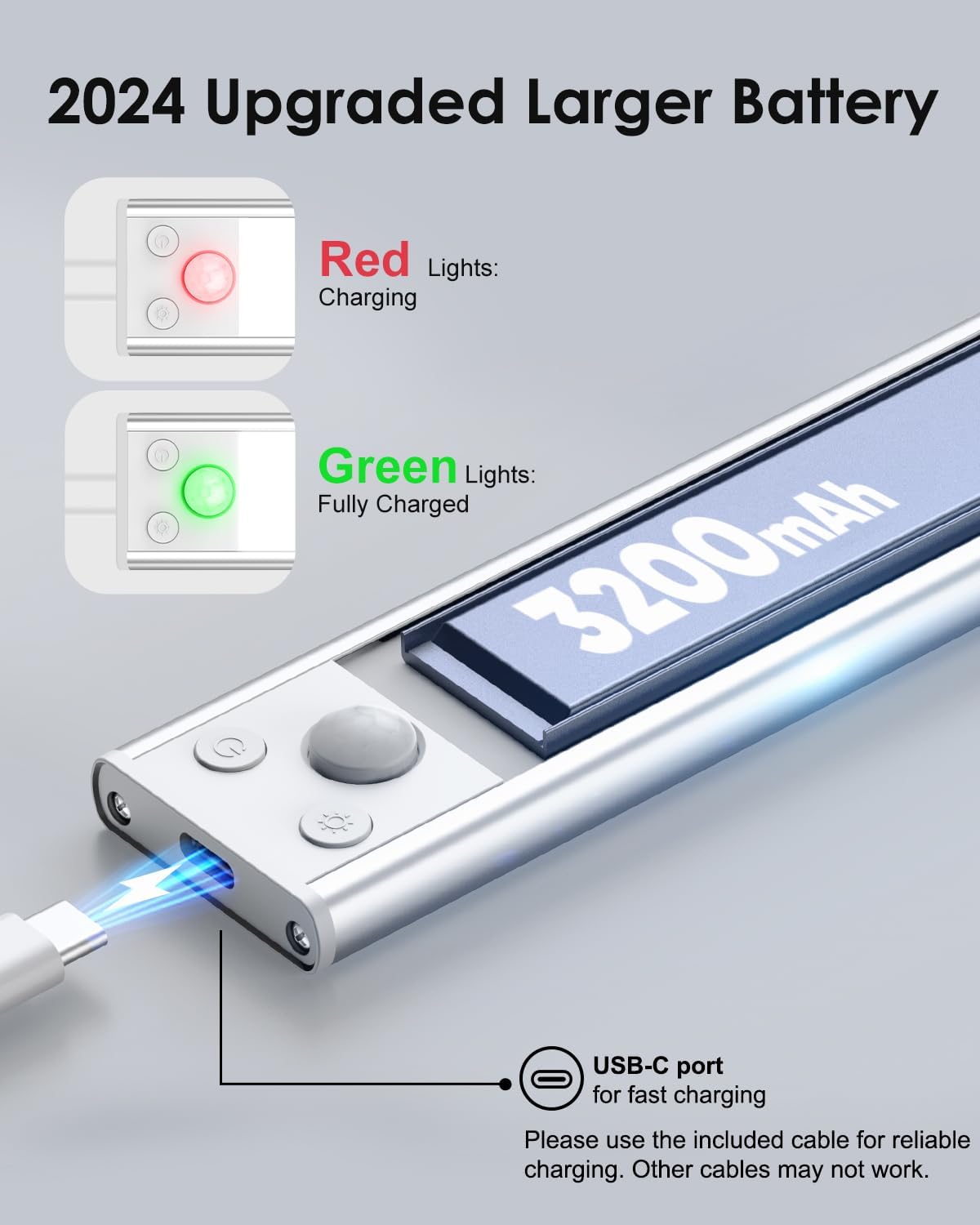 VerRon 14in Under Cabinet Lighting, 3200mAh Rechargeable Battery Powered Closet Lights with 3 Color Tempers 108 LED, Wireless Motion Sensor Light Indoor, Dimmable Lights for Kitchen, Stair, 5-Pack