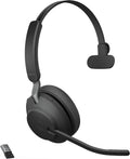 Jabra Evolve2 65 MS Wireless Headset with Link380a, Mono, Black – Wireless Bluetooth Headset for Calls and Music, 37 Hours of Battery Life, Passive Noise Cancelling Headphones