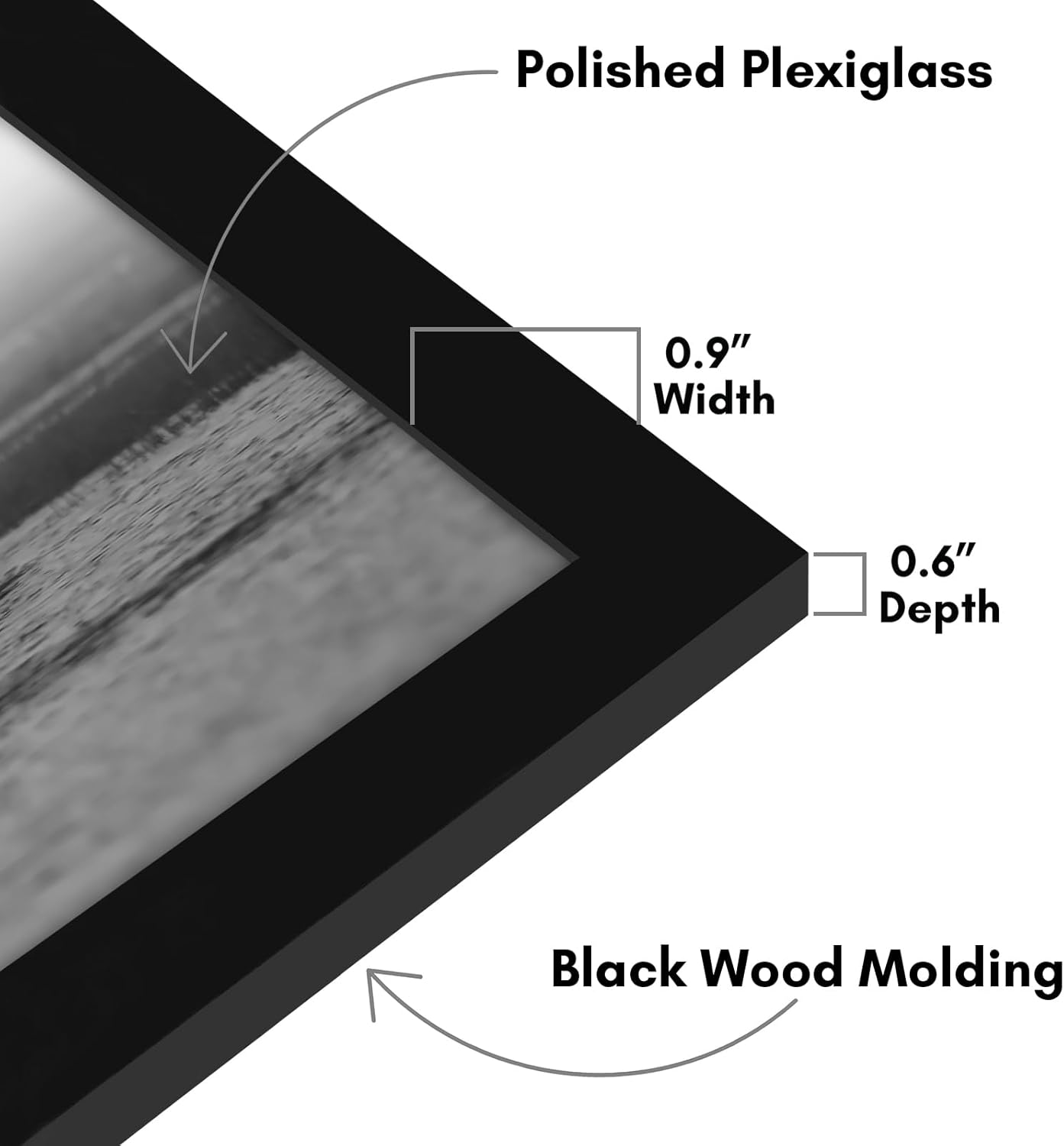 Americanflat 12x36 Picture Frame with Polished Plexiglass - Signature Collection - Gallery-Style Frames Made of Engineered Wood - Photo Frame for Wall Display - Black