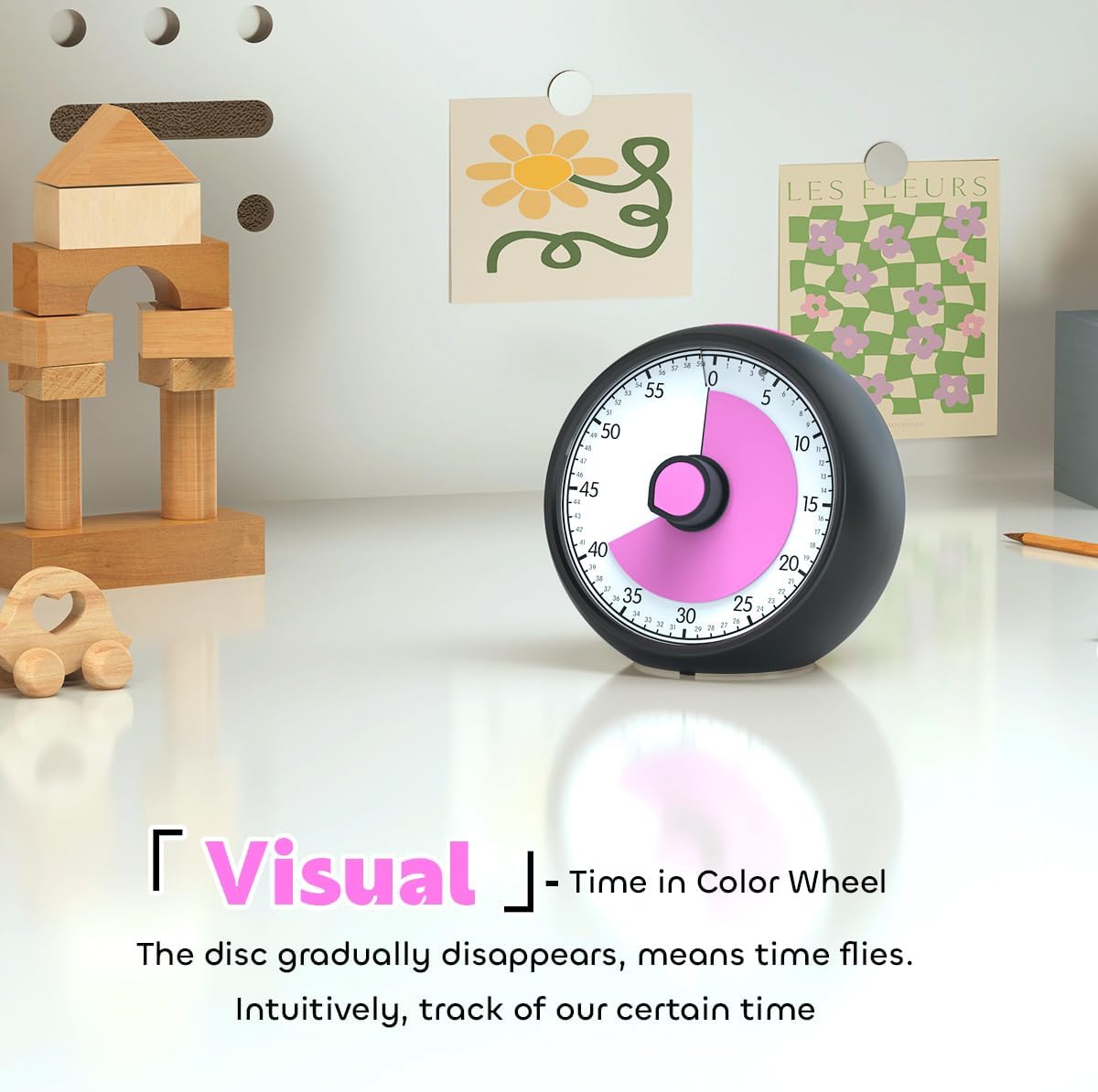 Visual Timer for Kids 60-Minute - Silent Analog Countdown Time Timer with Optional Alarm, Focus Tool for ADHD & Autism, Time Management for Homework, Chores, Office, Kitchen, Teaching & Study Routines